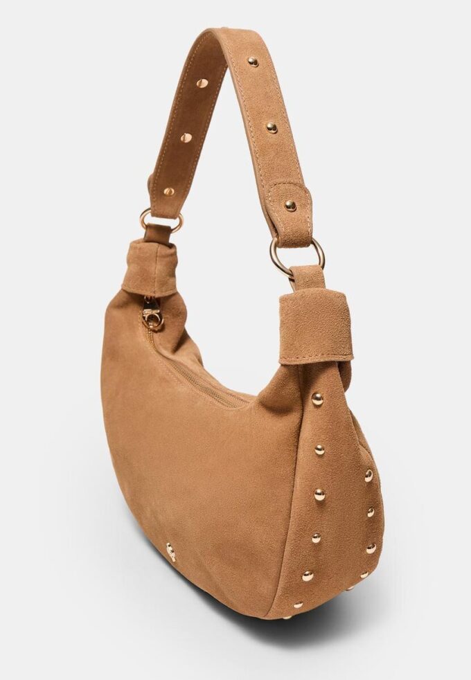 100 % Leder-Umhängetasche mit Nieten