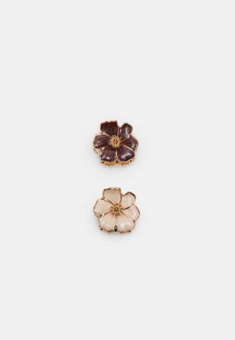 2er-Set Haarspangen mit Emaille-Blumen