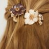 2er-Set Haarspangen mit Emaille-Blumen