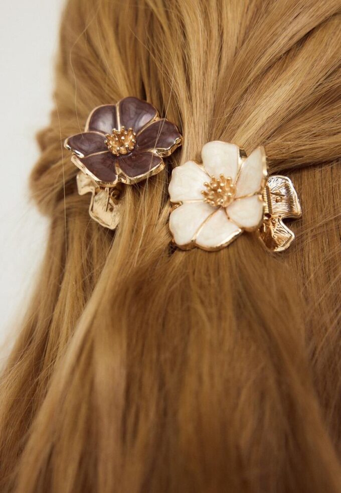 2er-Set Haarspangen mit Emaille-Blumen