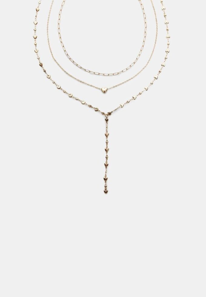3er-Set Lariat-Herz-Halsketten