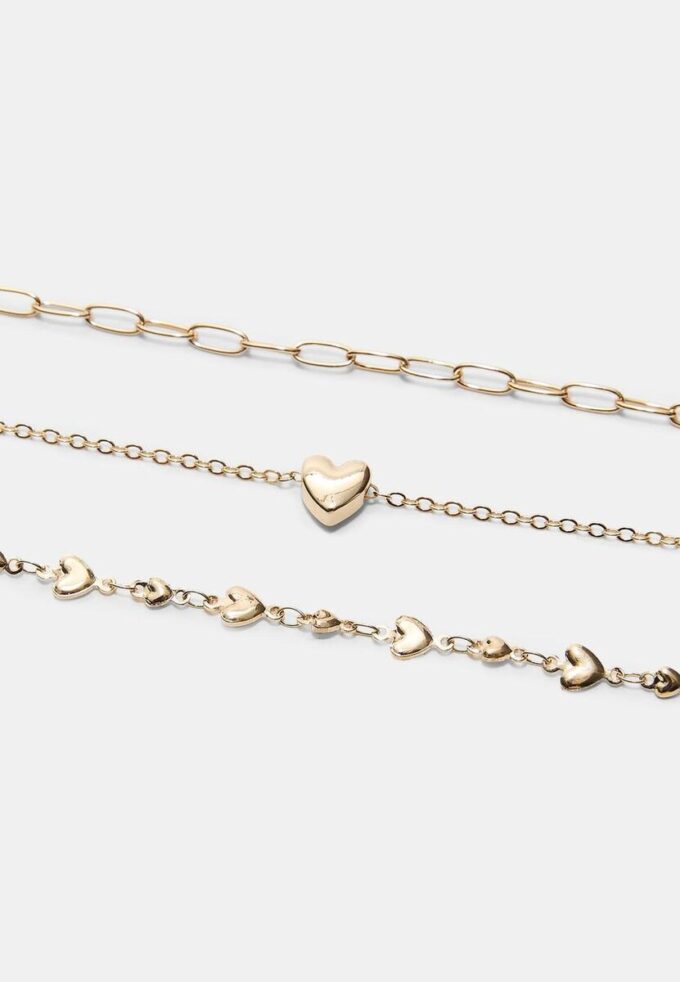 3er-Set Lariat-Herz-Halsketten