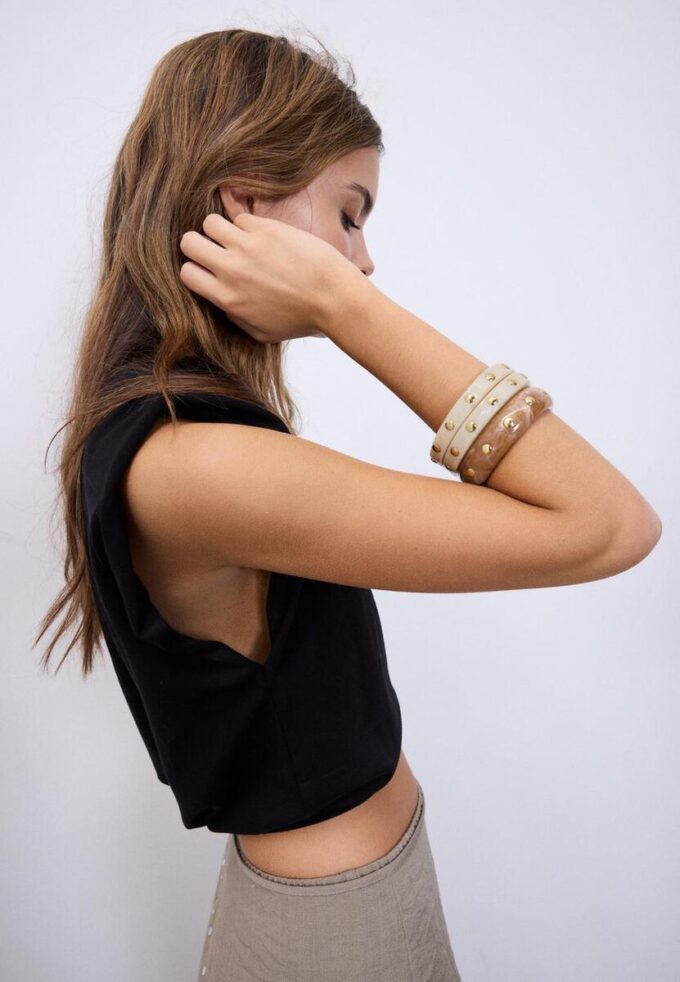 3er-Set starre Armbänder mit Nieten
