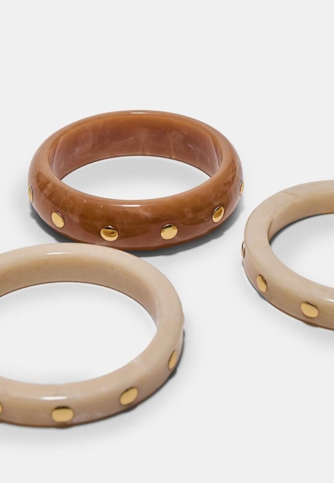 3er-Set starre Armbänder mit Nieten