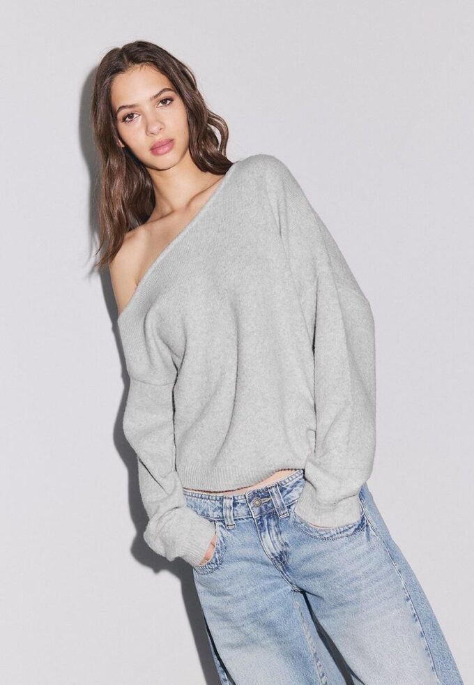 Asymmetrischer Strickpullover