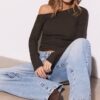 Asymmetrisches T-Shirt mit gerafftem Detail