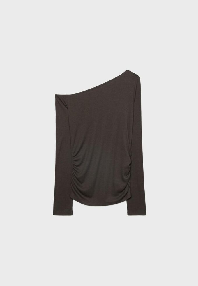 Asymmetrisches T-Shirt mit gerafftem Detail