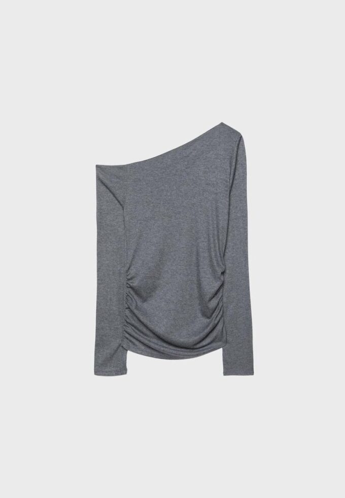 Asymmetrisches T-Shirt mit gerafftem Detail