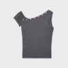 Asymmetrisches T-Shirt mit Knöpfen