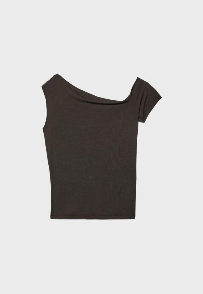 Asymmetrisches T-Shirt mit Knöpfen