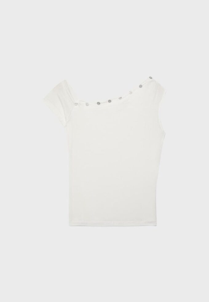 Asymmetrisches T-Shirt mit Knöpfen