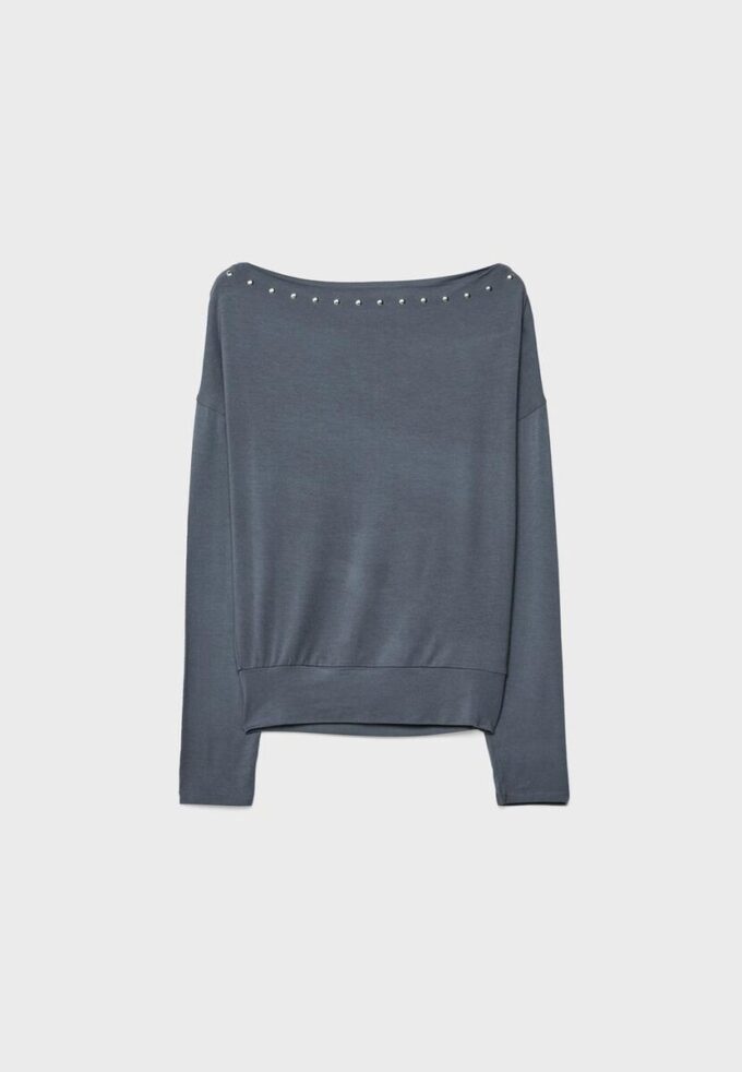 Asymmetrisches T-Shirt mit Nieten