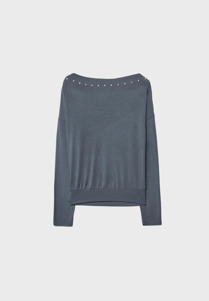Asymmetrisches T-Shirt mit Nieten