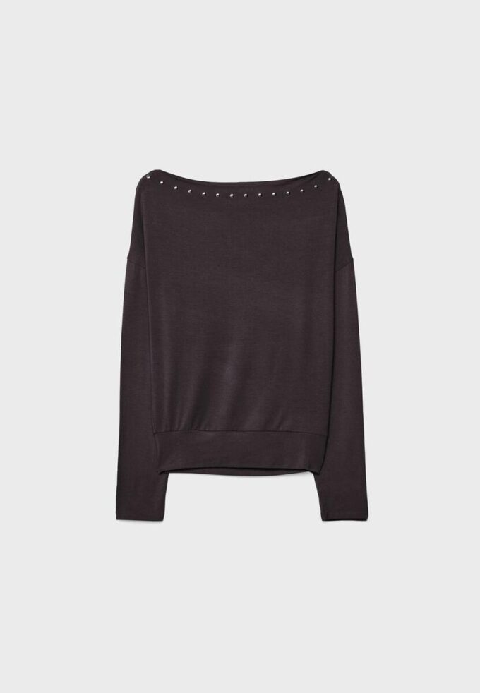 Asymmetrisches T-Shirt mit Nieten