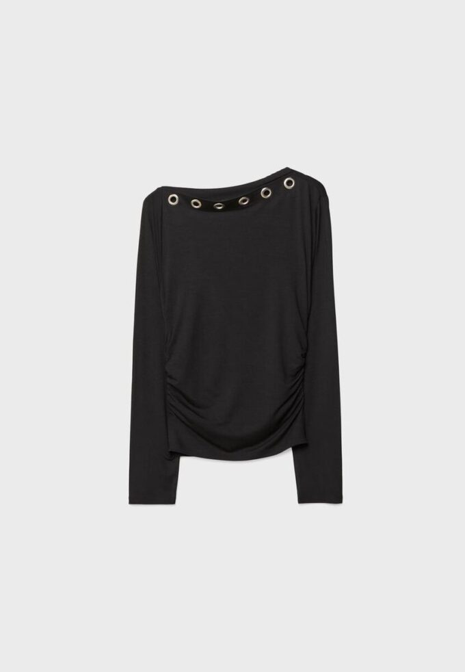 Asymmetrisches T-Shirt mit Ösen