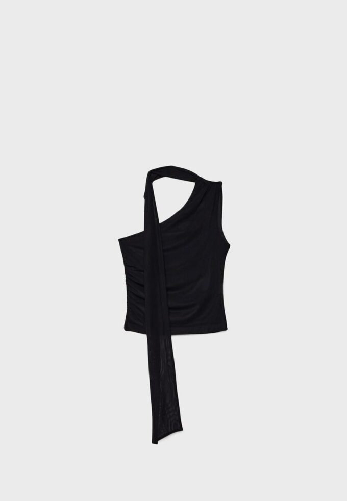 Asymmetrisches Tüll-Oberteil mit Schal Asymmetrisches Tüll-Oberteil mit Schal