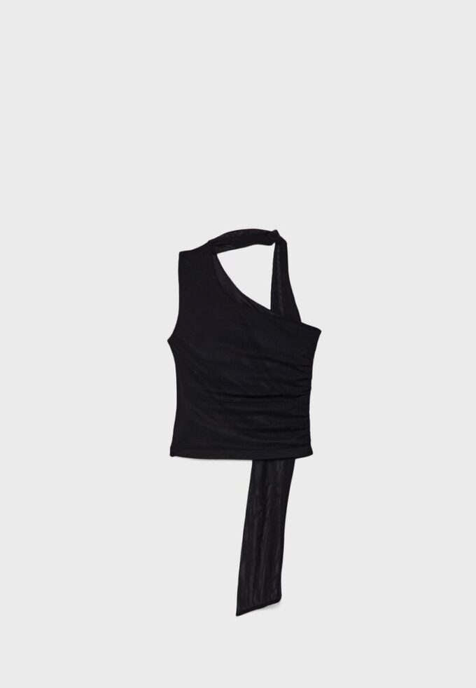 Asymmetrisches Tüll-Oberteil mit Schal Asymmetrisches Tüll-Oberteil mit Schal
