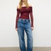 Asymmetrisches Tüll-T-Shirt