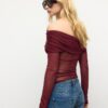 Asymmetrisches Tüll-T-Shirt