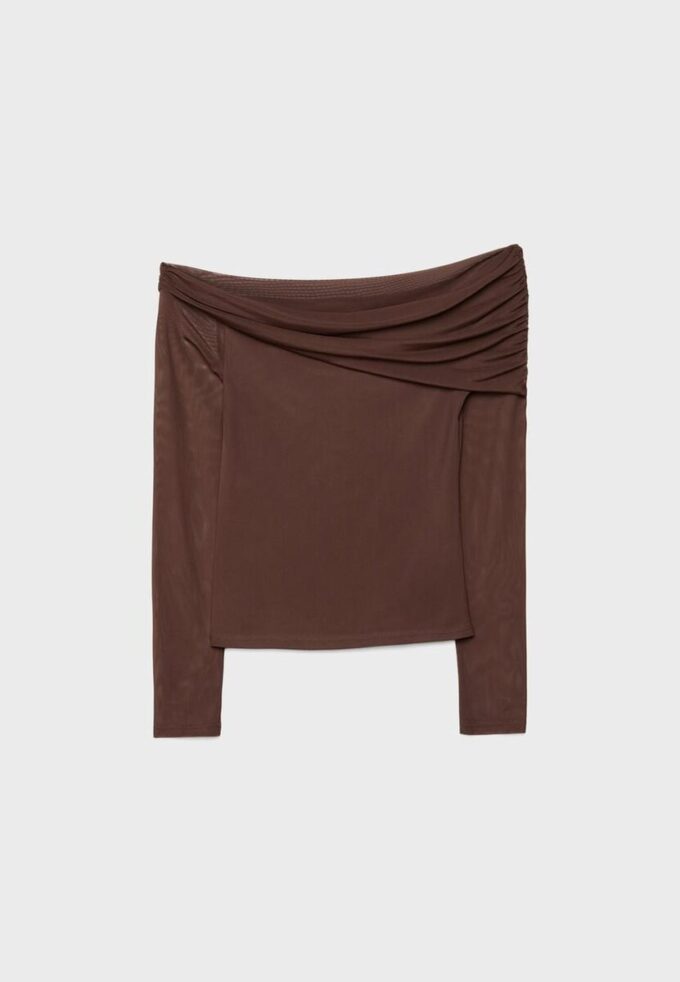 Asymmetrisches Tüll-T-Shirt