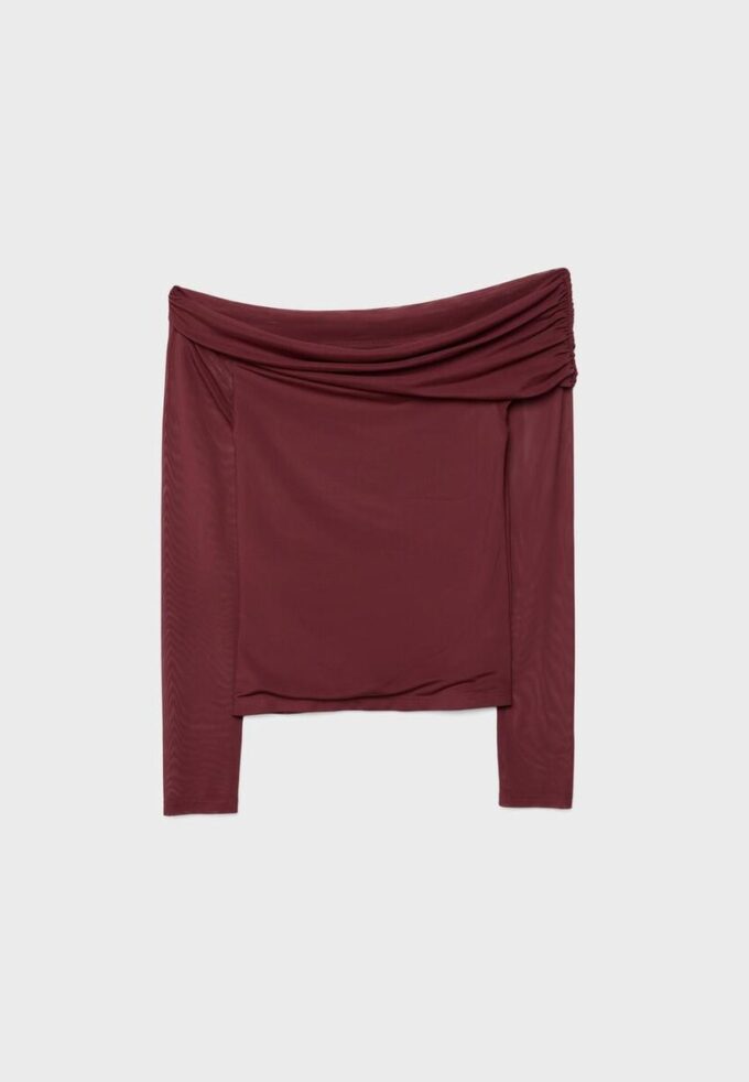 Asymmetrisches Tüll-T-Shirt