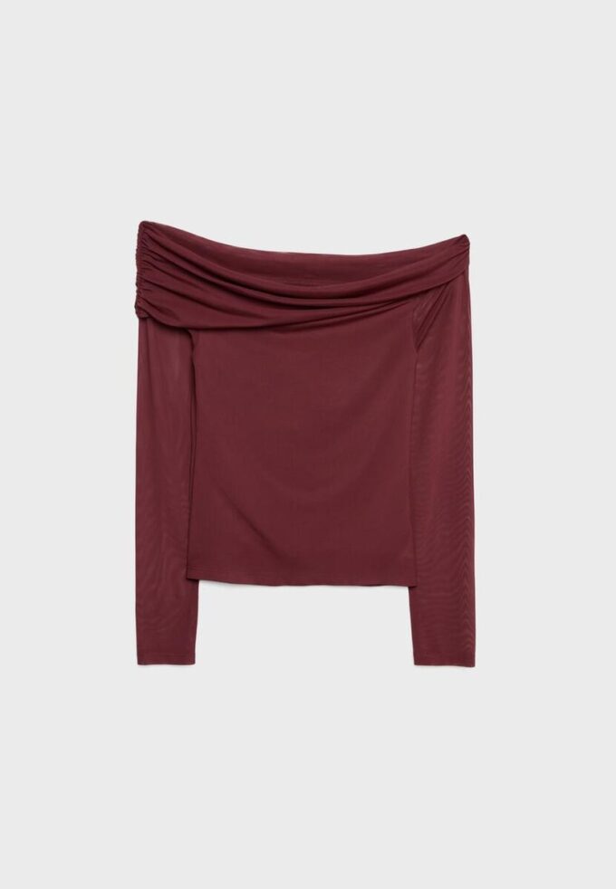 Asymmetrisches Tüll-T-Shirt