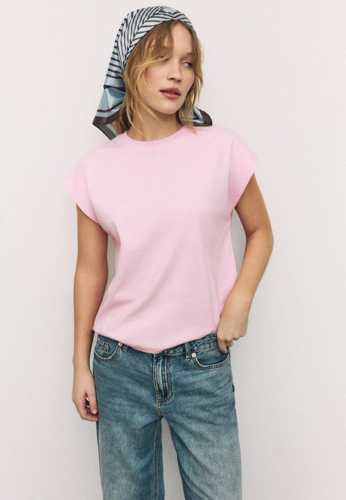 B06 Basics T-Shirt mit überschnittenen Schultern