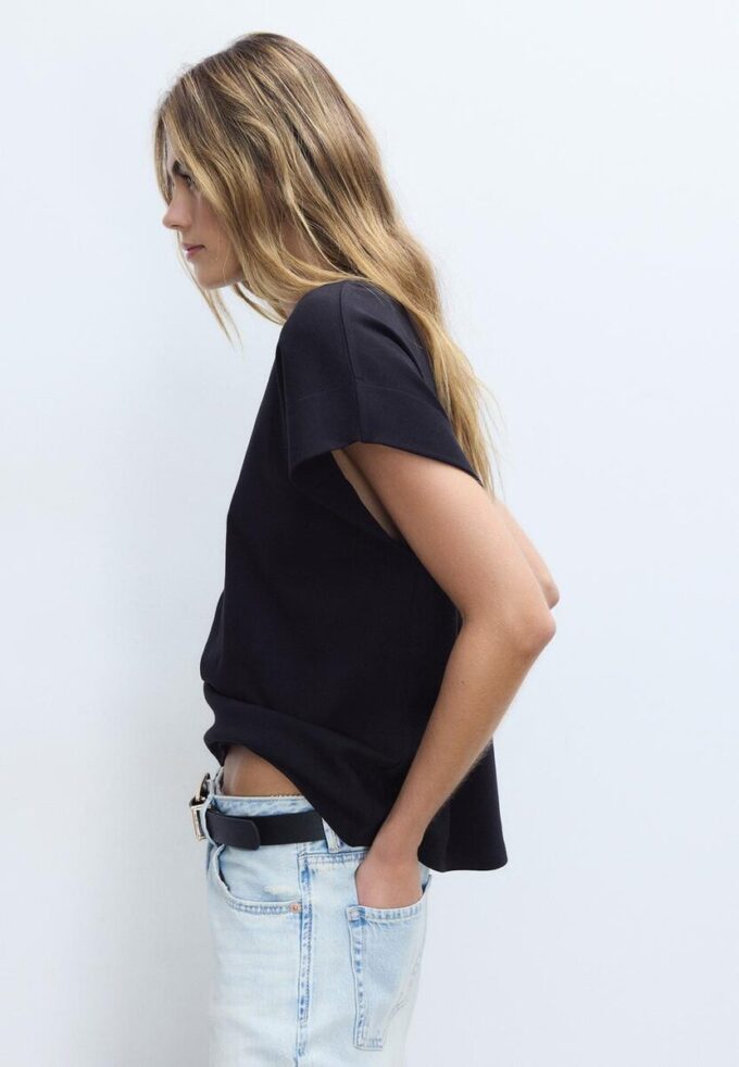 B06 Basics T-Shirt mit überschnittenen Schultern