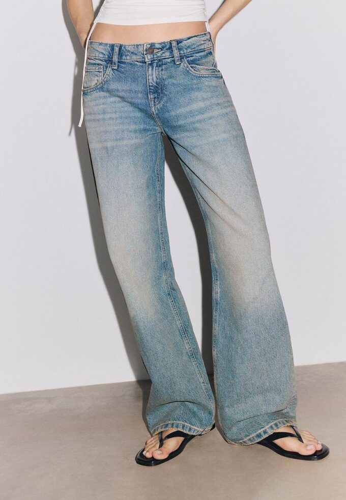 Baggy-Jeans mit mittlerer Leibhöhe