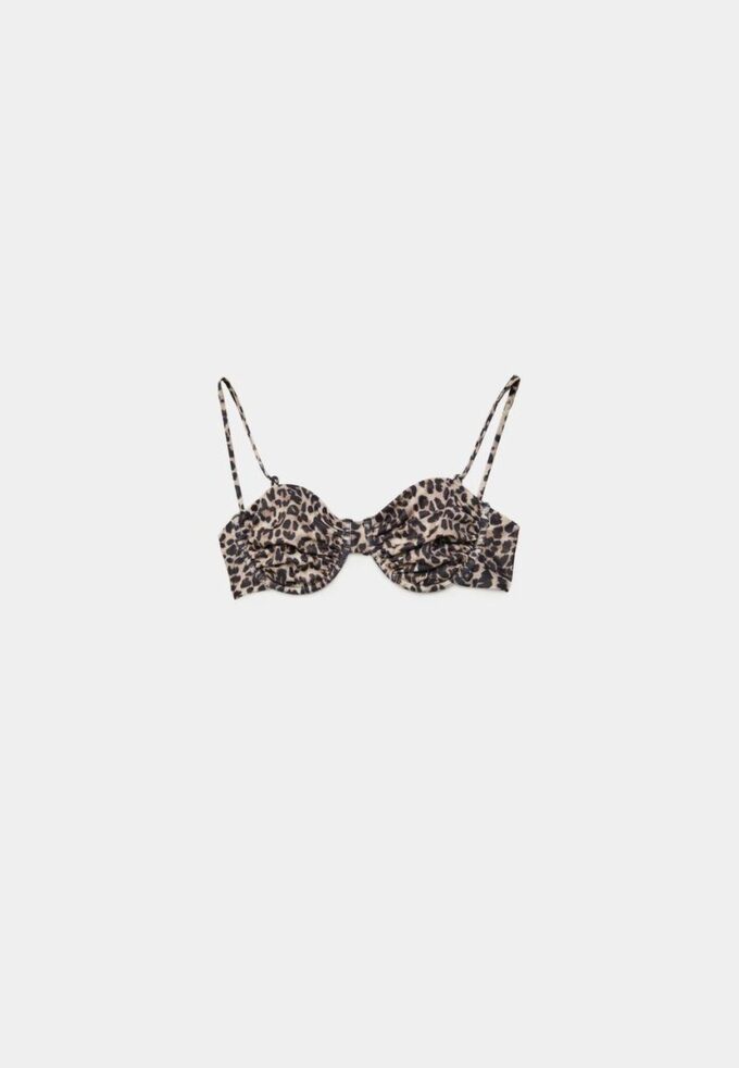 Balconette-Bikini-Oberteil mit Animal-Print