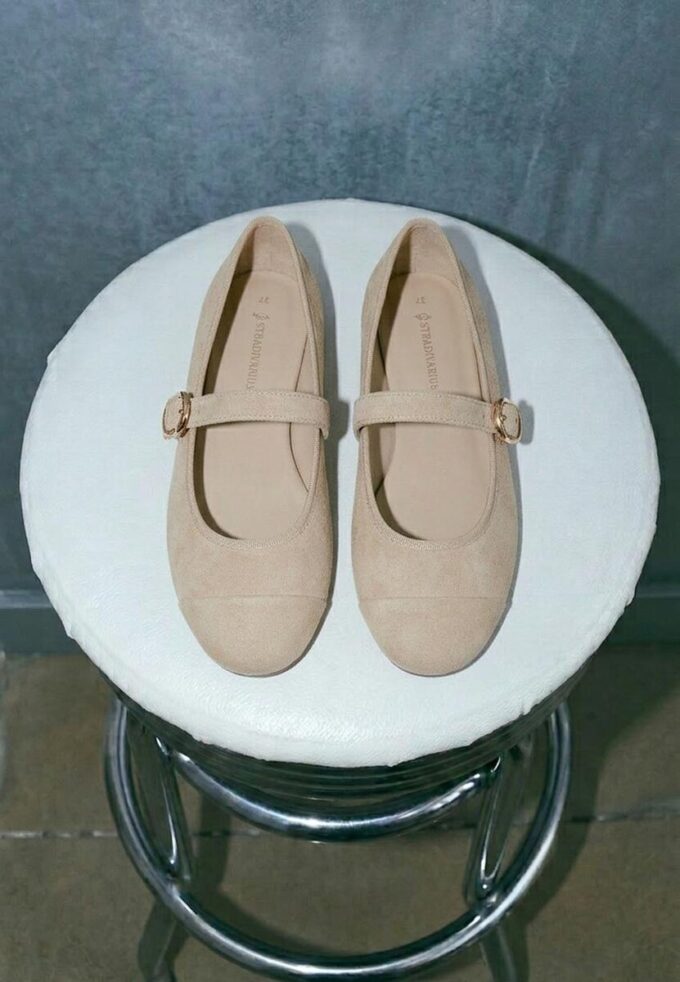 Ballerinas mit Lederkappe Ballerinas mit Lederkappe
