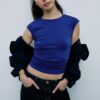 Basics gerafftes, figurbetontes T-Shirt