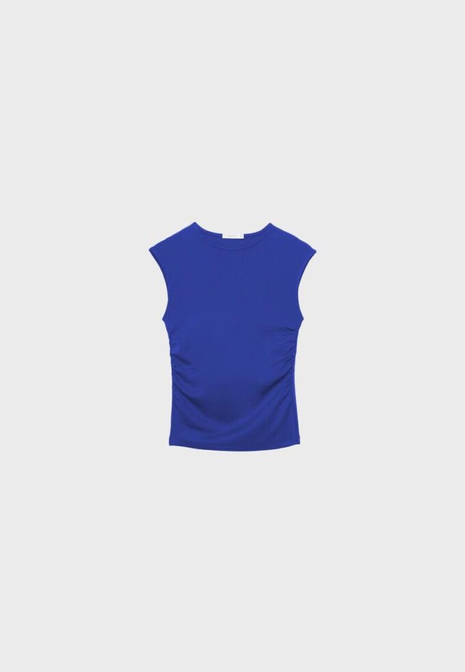 Basics gerafftes, figurbetontes T-Shirt