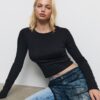 Basics-Langarm-T-Shirt aus Baumwolle