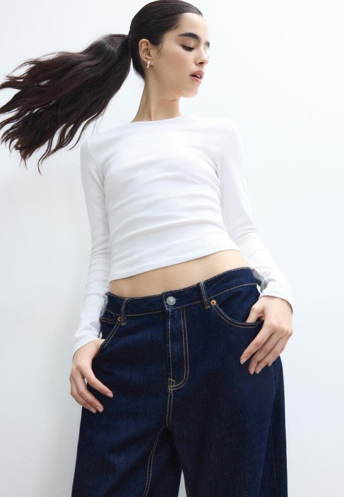 Basics-Langarm-T-Shirt aus Baumwolle