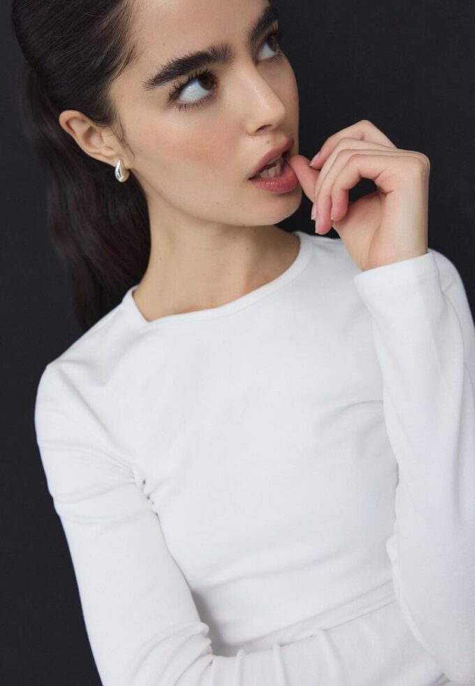 Basics-Langarm-T-Shirt aus Baumwolle