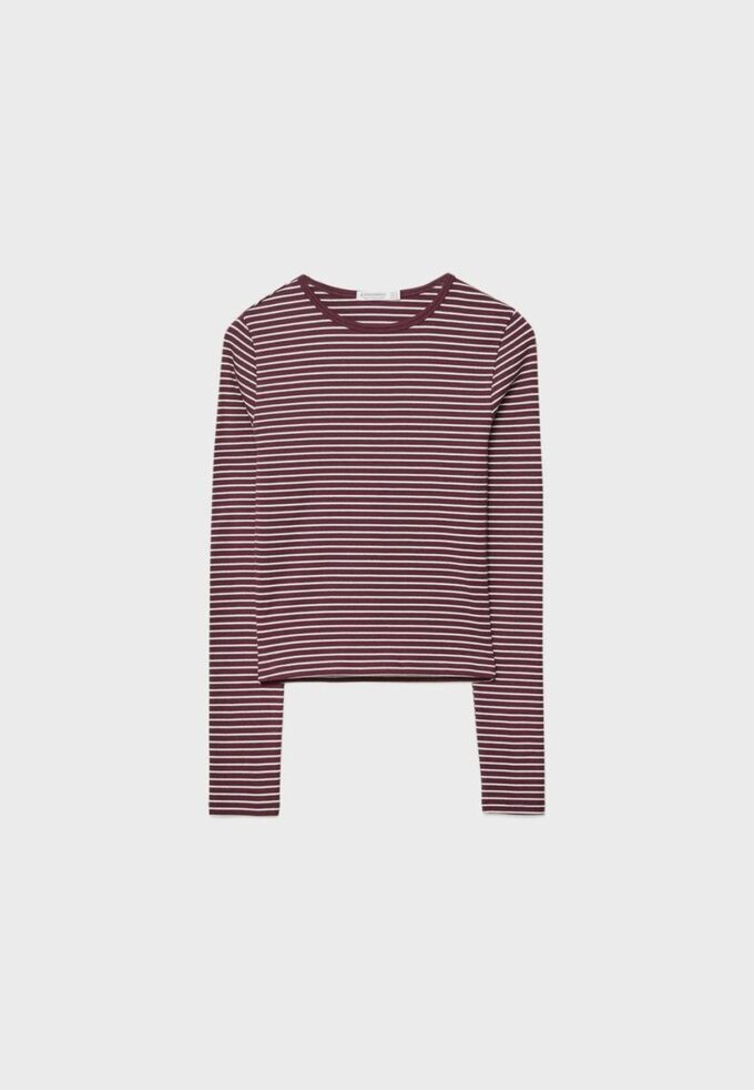 Basics-Langarm-T-Shirt aus Baumwolle mit Streifen