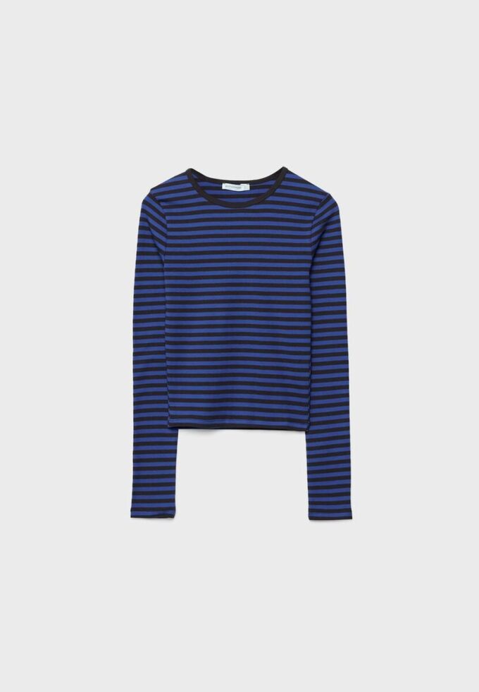 Basics-Langarm-T-Shirt aus Baumwolle mit Streifen