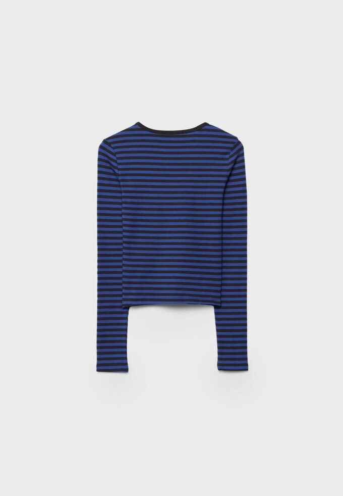 Basics-Langarm-T-Shirt aus Baumwolle mit Streifen