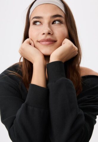 Basics-Sweatshirt mit schulterfreiem Ausschnitt