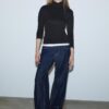 Basics T-Shirt mit hohem Kragen