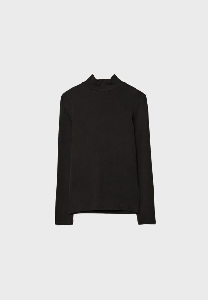 Basics T-Shirt mit hohem Kragen