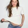 Basics-T-Shirt mit normaler Passform und schwerem Stoff