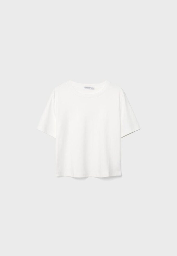Basics-T-Shirt mit normaler Passform und schwerem Stoff