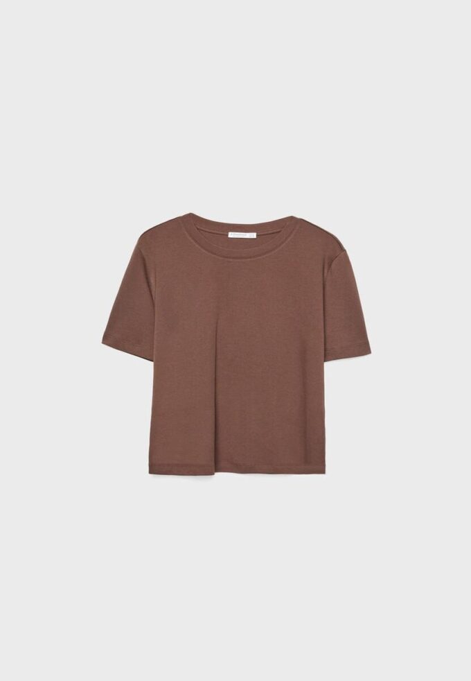 Basics-T-Shirt mit normaler Passform und schwerem Stoff Basics-T-Shirt mit normaler Passform und schwerem Stoff