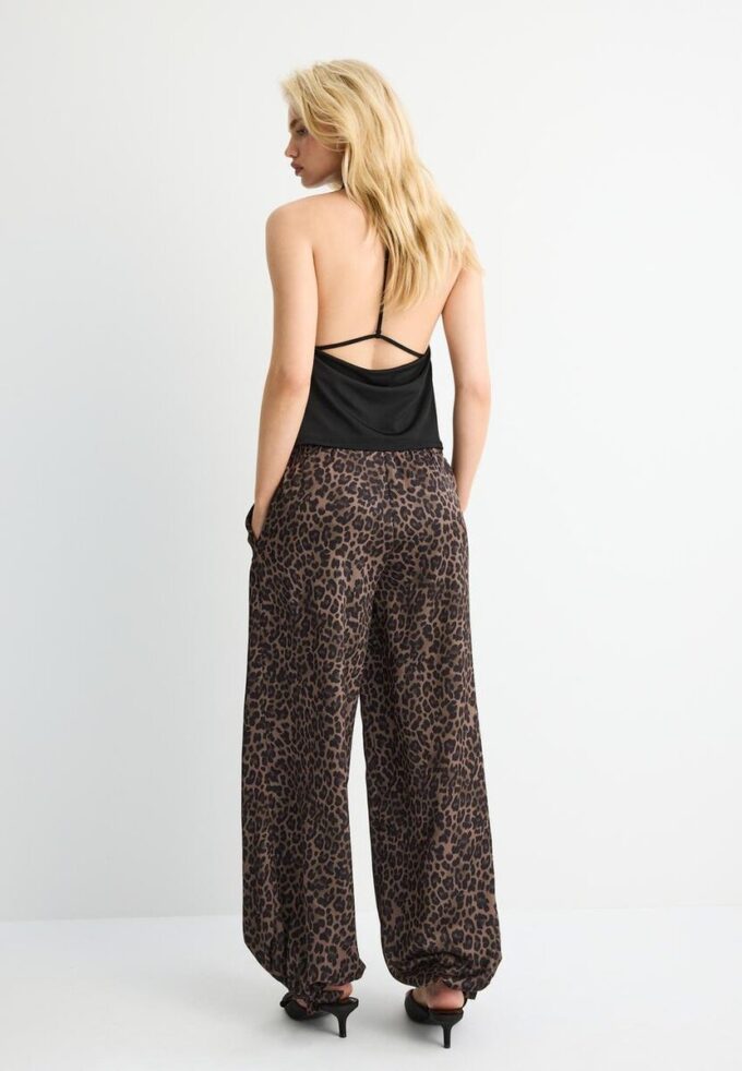 Bedruckte, fließende Satin-Hose
