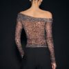 Bedrucktes asymmetrisches Tüll-T-Shirt Bedrucktes asymmetrisches Tüll-T-Shirt
