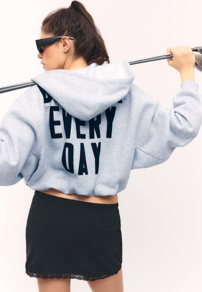 Bedrucktes Bomber-Sweatshirt mit Kapuze Bedrucktes Bomber-Sweatshirt mit Kapuze