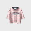 Bedrucktes, gestreiftes Kurzarm-T-Shirt Bedrucktes, gestreiftes Kurzarm-T-Shirt