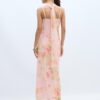 Bedrucktes Midi-Kleid aus Tüll mit Schal Bedrucktes Midi-Kleid aus Tüll mit Schal
